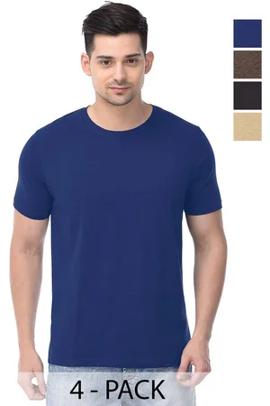 Color Capital Unisex Pack Of 4 Solid Round Neck Cotton T-shirts