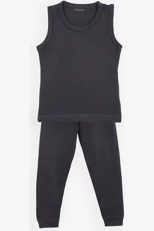 Kanvin Boys Charcoal Grey Solid Thermal Set