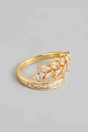 DressBerry Stone Studed Leaf Shaped Finger Ring