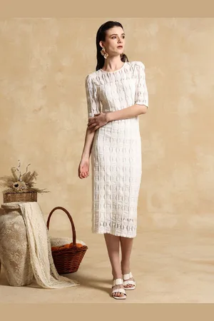 Kazo Luna Women Self Design Sheath Midi Dress