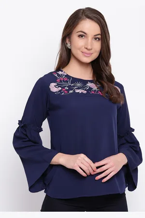 Mayra Women Navy Blue Printed Top