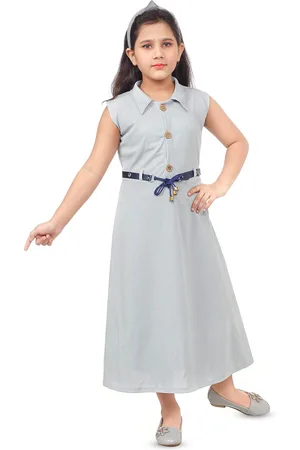 BAESD Girls Shirt Collar Sleeveless Maxi Dress With Belt