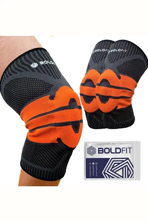 BOLDFIT Black & Orange Solid Knee Support Cap