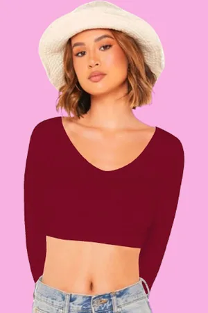 Dream Beauty Fashion Dream Beauty Women V-Neck Fitted Crop Top