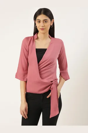 Rachna Pink Satin Wrap Top
