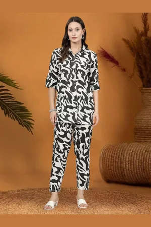 Moda Rapido Abstract Printed Shirt Collar Neck Shirt With Trousers Co-Ords