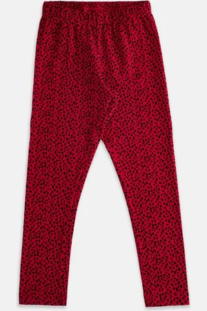 Pantaloons Girls Red & Black Printed Leggings