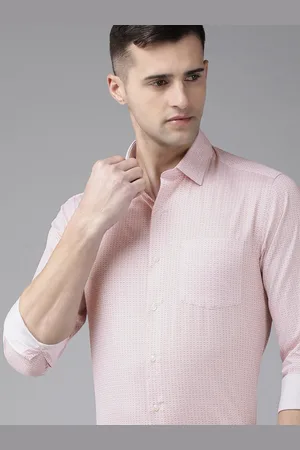 Arrow Men Pink & White Slim Fit Printed Pure Cotton Formal Shirt
