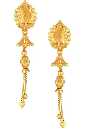 DIVASTRI Gold Plated Contemporary Shaped Drop Earrings