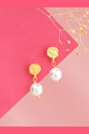 GIVA Gold-Plated Contemporary Drop Earrings