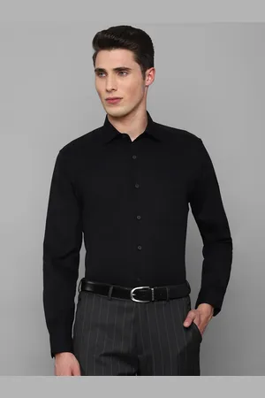 Louis Philippe Permapress Men Black Wrinkle Free Formal Cotton Shirt