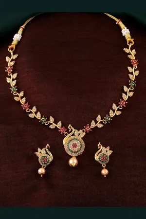 ESTELE 24KT Gold Plated Cubic Zirconia Studded Jewellery Set