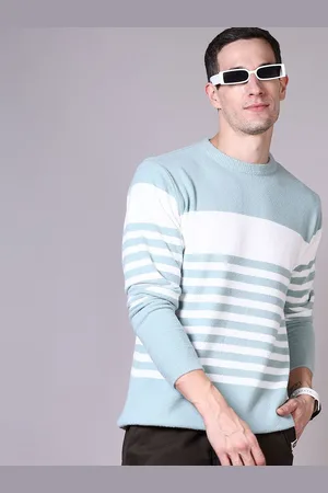 V-Mart Men Cotton Striped Round Neck Long Sleeves Pullover Sweater