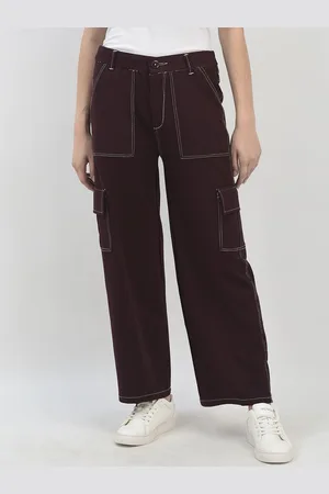 Chemistry Women Relaxed Straight Leg High-Rise Cargos Trousers