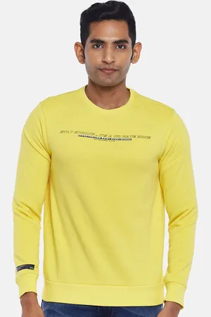 PEOPLE Men Yellow Printed Sweatshirt