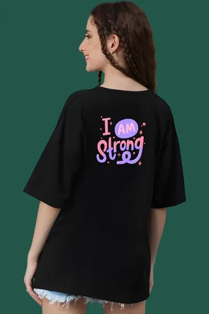 DressBerry Women Typography Printed Round Neck Cotton Oversized T-shirt
