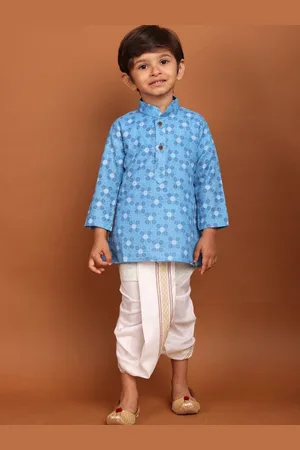 SHIWAM ETHNIX Boys Geometric Printed Regular Kurta with Dhoti Pants