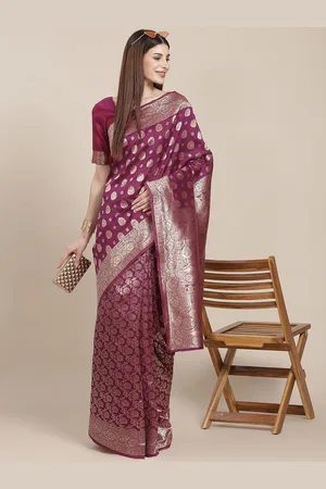 Varanga Magenta & Golden Woven Design Banarasi Saree