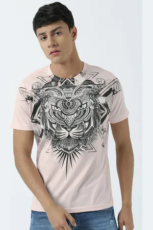 Huetrap Men Pink Printed Round Neck T-shirt