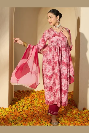 Bandia Women Dyed Empire Thread Work Pure Cotton Kurta with Trousers & With Dupatta