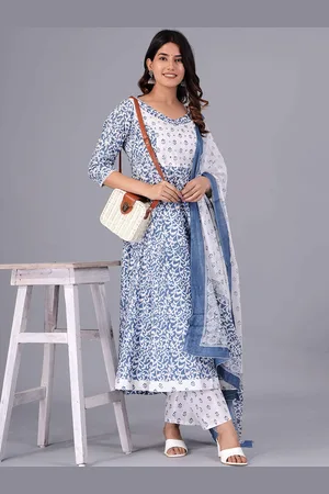 Moda Rapido Women Ethnic Motifs Regular Sequinned Pure Cotton Kurti with Palazzos & With Dupatta