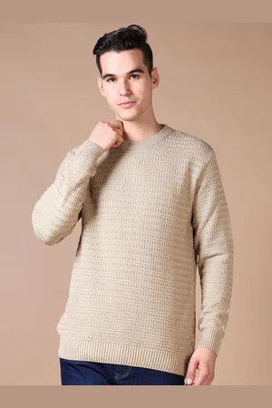 V-Mart Men Self Design Ribbed Round Neck Pullover Sweater