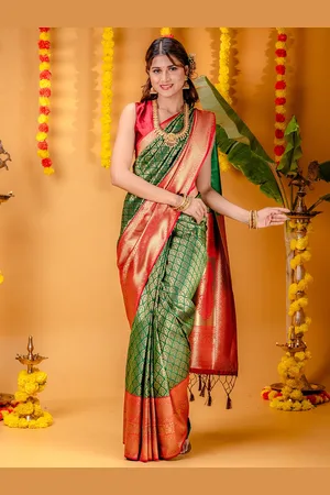 Mimosa Ethnic Motifs Woven Design Zari Kanjeevaram Saree