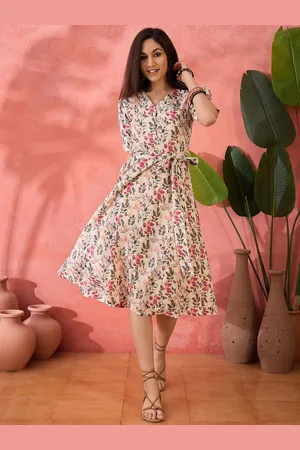 Sangria Printed Pure Cotton A-Line Ethnic Dress