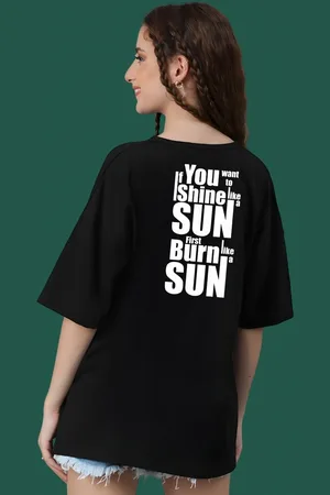DressBerry Women Typography Printed Round Neck Cotton Oversized T-shirt