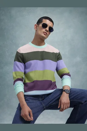 Roadster The Lifestyle Co. Striped Colourblocked Pullover