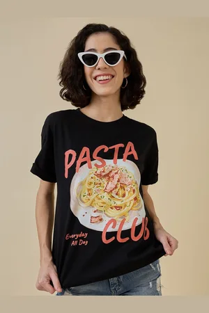 Mast & Harbour Women Printed Raw Edge T-shirt