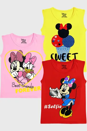 Miss and Chief Girls Pack Of 3 Minnie Mouse Graphic Printed Round Neck T-shirts