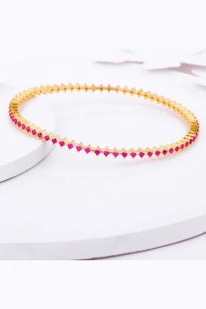 GIVA 925 Sterling Silver Gold-Plated Stone Studded Bangle