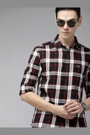 Ralph Lauren U S Polo Assn Denim Co Men Black & White Cotton Tartan Checked Casual Shirt