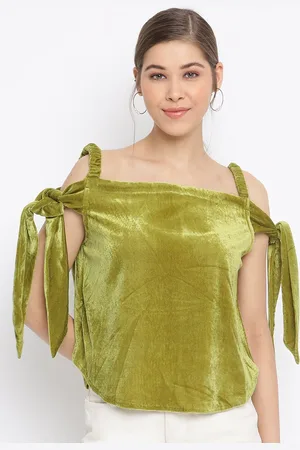 Mayra Women Green Velvet Top