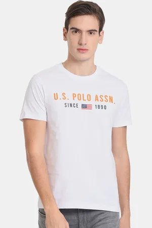 U.S. Polo Assn. Men Brand Logo Printed Slim Fit Pure Cotton T-shirt