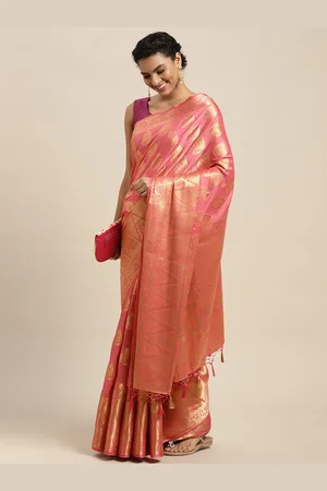 Mimosa Pink Ethnic Motifs Printed Saree