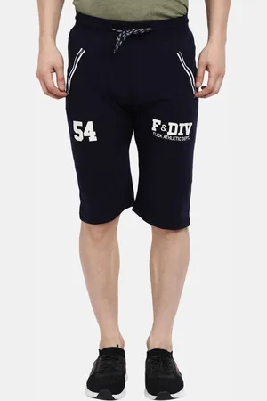 V-Mart Men Navy Blue Solid Drawstring Closure Cotton Shorts