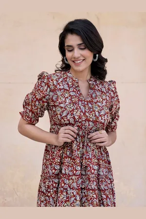 Kalini Print Puff Sleeve Fit & Flare Maxi Dress