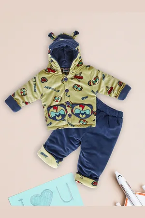V-Mart Unisex Kids Graphic Printed Pure Cotton Hooded Top & Joggers