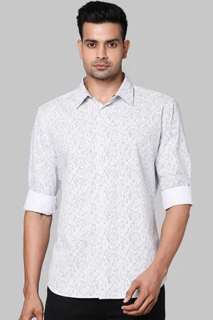 Park Avenue Men White Slim Fit Abstarct Printed Casual Shirt