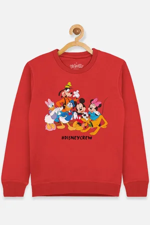 Kidsville Mickey & Friends Girls Red Printed Cotton Sweatshirt