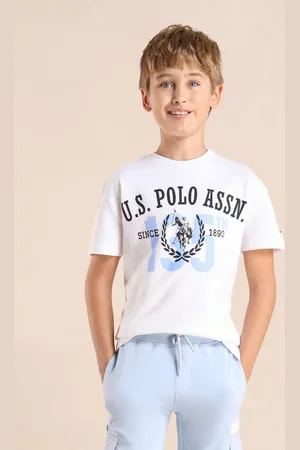 Ralph Lauren Boys Brand Logo Printed Drop-Shoulder Sleeves Applique T-shirt