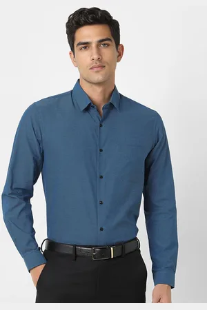 Peter England Men Slim Fit Spread Collar Textured Cotton Formal Shirt