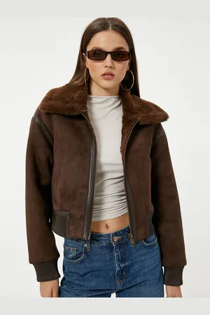 Koton Women Spread Collar Solid Casual Open Front Jacket