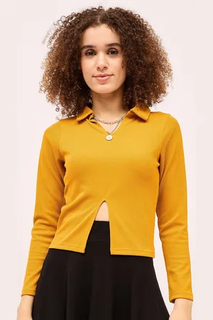 Mayra Women Shirt Collar Fitted Top With Cut-Out Detailed