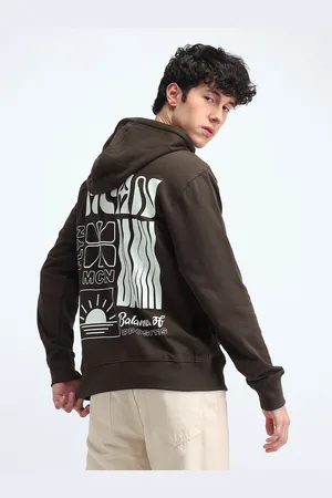 Flying Machine Men Printed Hooded Cotton Sweatshirt