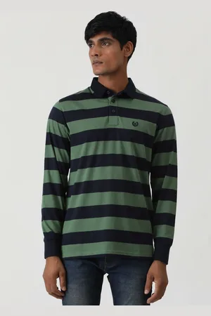 Greenfibre Men Striped Polo Collar Applique Slim Fit T-shirt