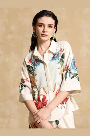 Kazo Women Floral Opaque Printed Party Shirt