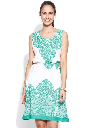Moda Rapido Ethnic Motifs Print Crepe A-Line Dress
